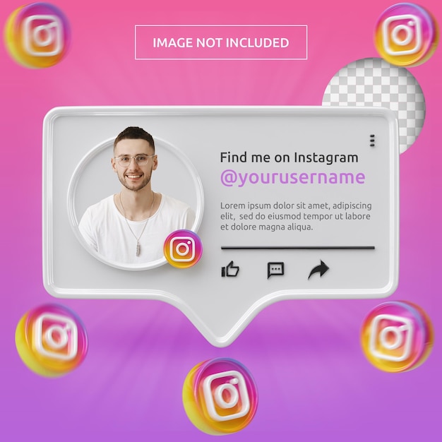 Banner-icon-profil auf instagram 3d-rendering-label isoliert