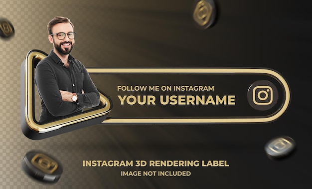 Banner icon profil auf instagram 3d rendering label mockup