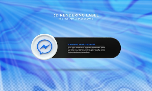 PSD banner-icon-profil auf messenger 3d-rendering etikettendesign
