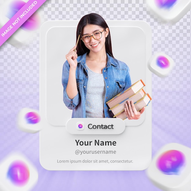 Banner Icon Profil auf Messenger 3d Rendering Label isoliert