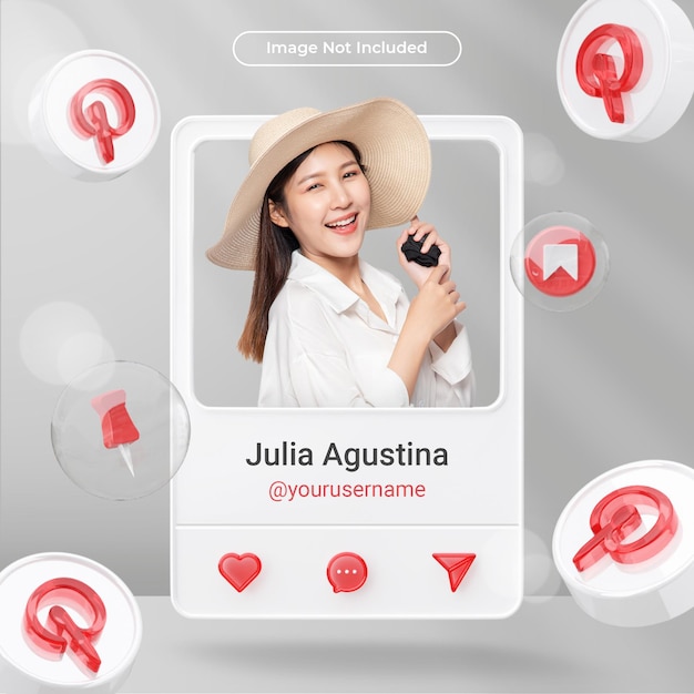 Banner Icon Profil auf Pinterest 3d Rendering Label isoliert