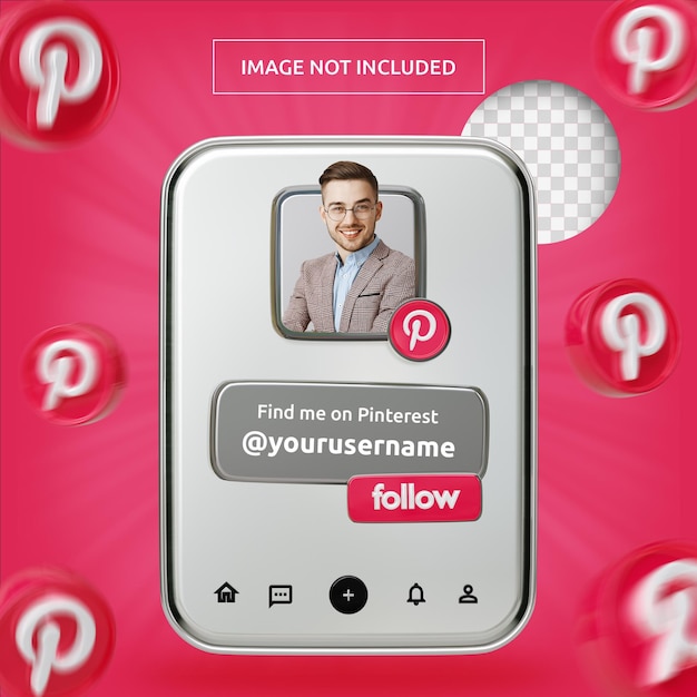 Banner-icon-profil auf pinterest 3d-rendering-label isoliert