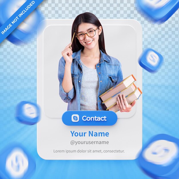 Banner-Icon-Profil auf Skype 3D-Rendering-Label isoliert