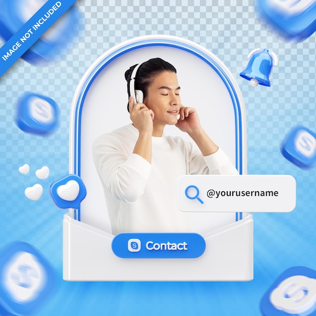 Banner-Icon-Profil auf Skype 3D-Rendering-Label isoliert