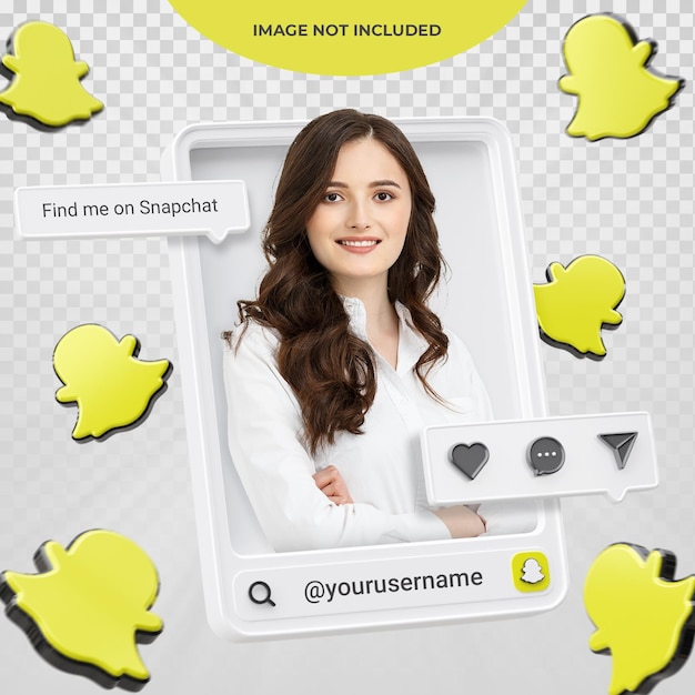 Banner icon profil auf snapchat 3d rendering label isoliert