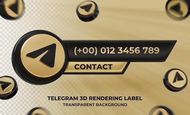 Banner-icon-profil auf telegramm-3d-rendering-label isoliert