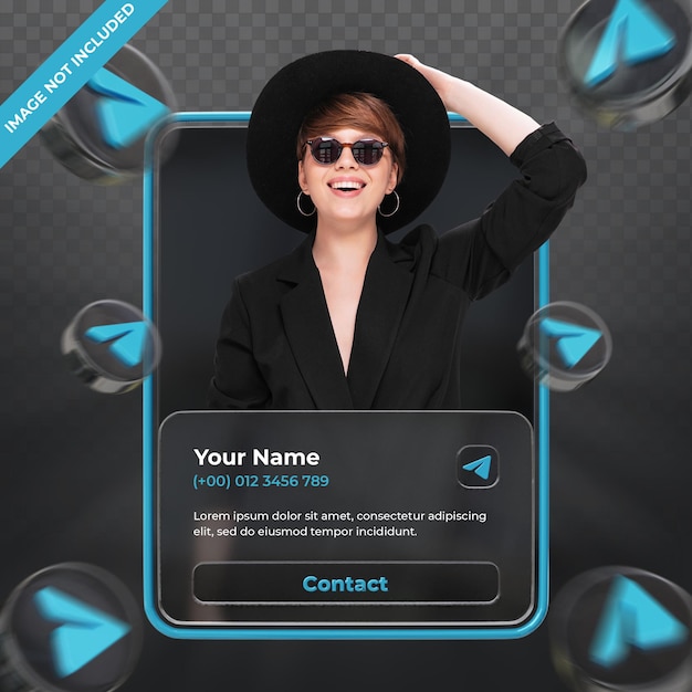 Banner-Icon-Profil auf Telegramm-3D-Rendering-Label isoliert