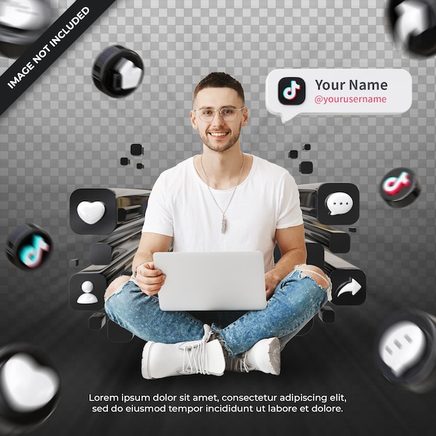 Banner-Icon-Profil auf Tiktok 3D-Render-Komposition isoliert