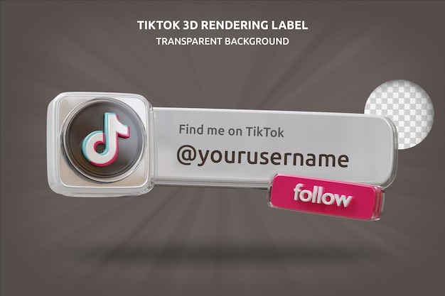 Banner-icon-profil auf tiktok 3d-rendering-label isoliert