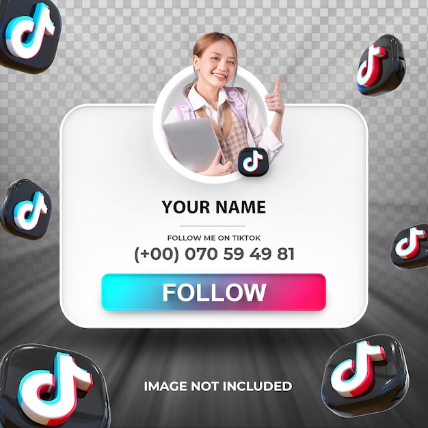 Banner Icon Profil auf Tiktok 3d Rendering Label Vorlage