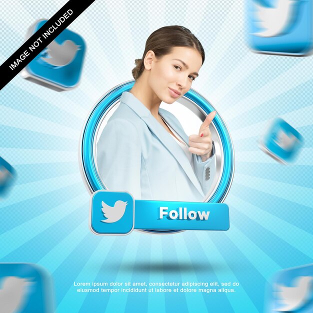 Banner Icon Profil auf Twitter 3d Rendering Label isoliert