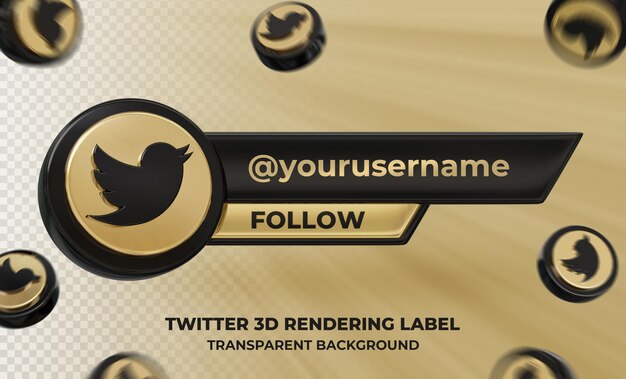 Banner Icon Profil auf Twitter 3d Rendering Label isoliert