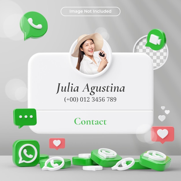 Banner-Icon-Profil auf WhatsApp 3D-Render-Komposition isoliert