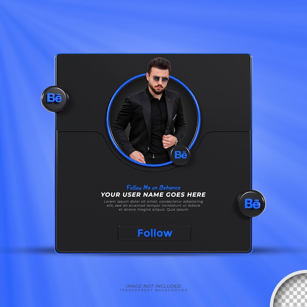 PSD banner icon profile en el diseño de renderizado 3d de behance