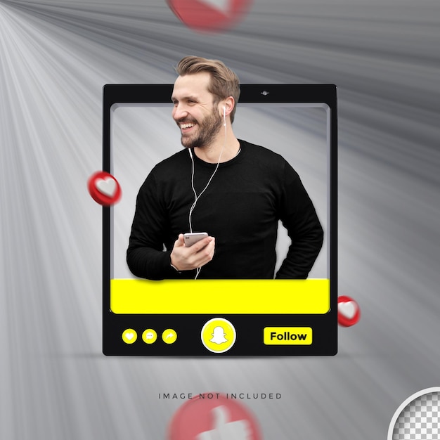 Banner Icon Profile en el diseño de renderizado 3d de Snapchat