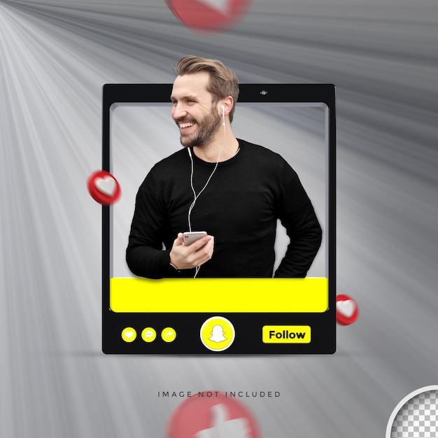 Banner icon profile en el diseño de renderizado 3d de snapchat