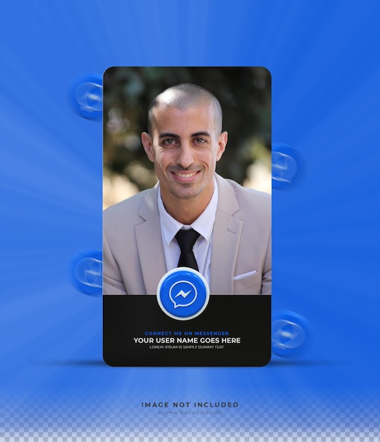 Banner Icon Profile en Messenger Diseño de renderizado 3d