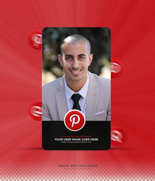 Banner icon profile en pinterest diseño de renderizado 3d