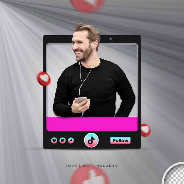 Banner icon profile en tiktok 3d rendering design