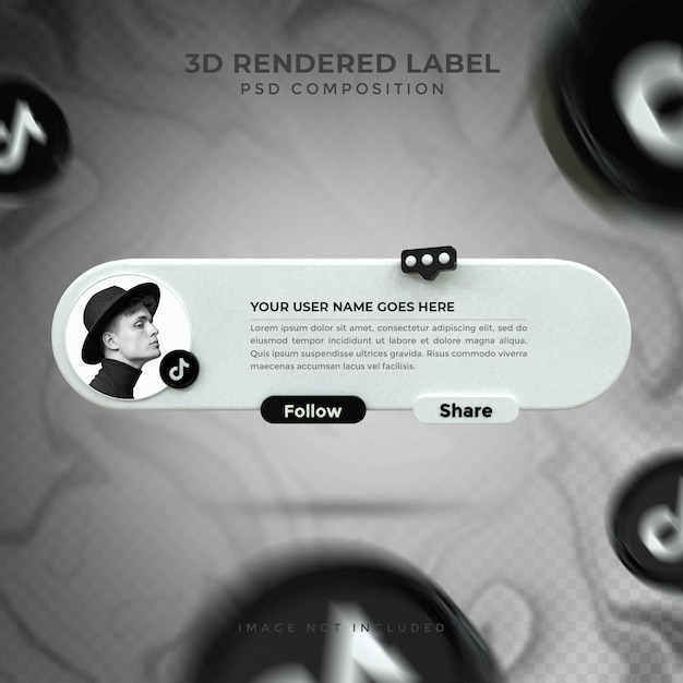 Banner Icon Profile en TikTok 3D rendering Diseño de etiqueta