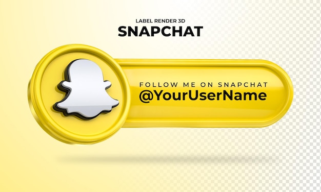 Banner Icon Snapchat Follow me label 3d render isolated