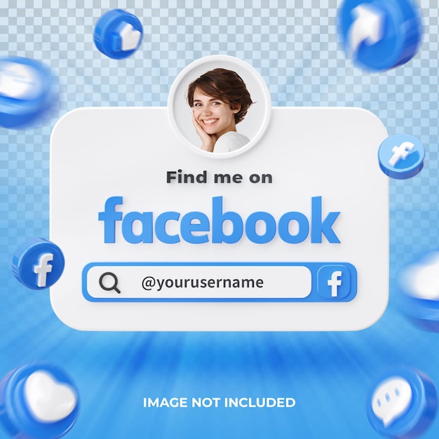 Banner Icona Profilo su Facebook Composizione di rendering 3d isolata