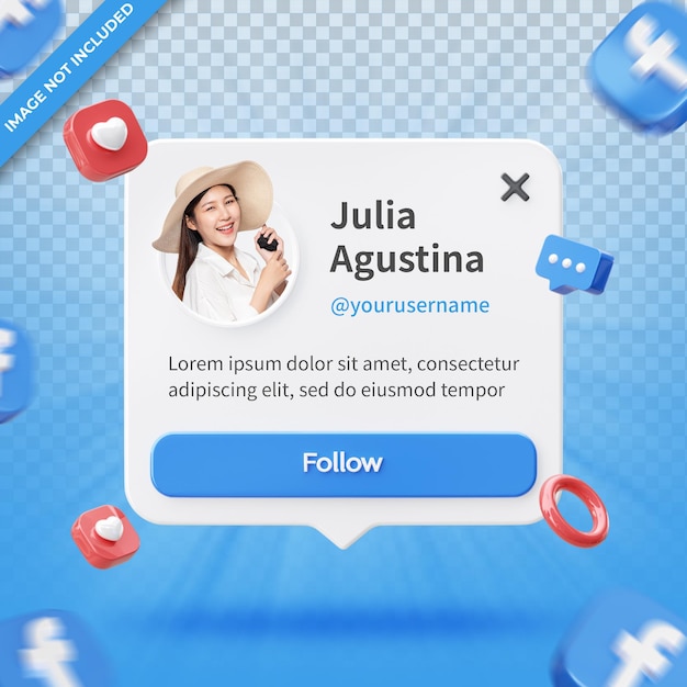 Banner Icona Profilo su Facebook Composizione di rendering 3d isolata