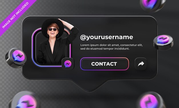 Banner icona profilo su Messenger 3d rendering etichetta isolata