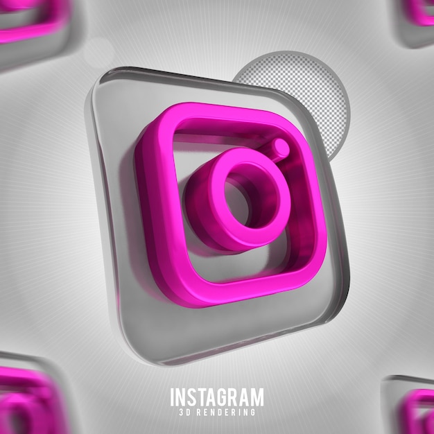 PSD banner icono instagram 3d render aislado