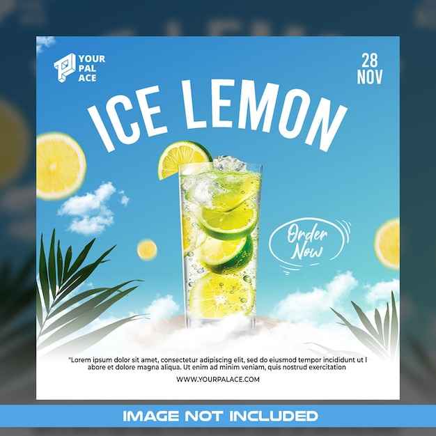 banner de instagram de bebidas con la plantilla de redes sociales de Ice Lemon