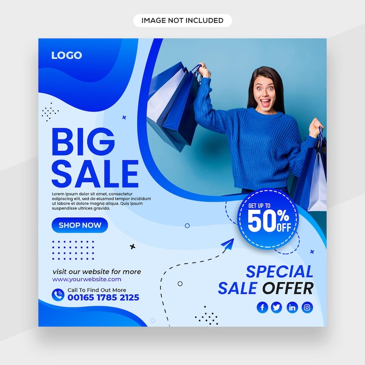 Banner de Instagram relacionado con moda o compras o publicación en redes sociales o plantilla de portada de Facebook