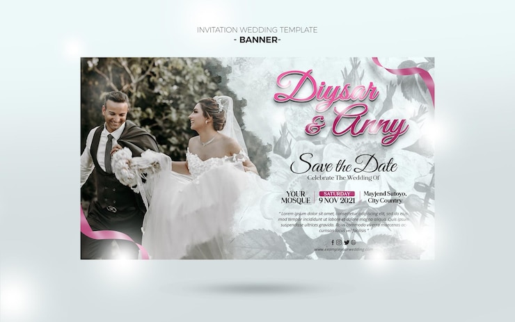 PSD banner d'invitation modèle de planificateur de mariage post social modèle de bannière de mariage élégant 04