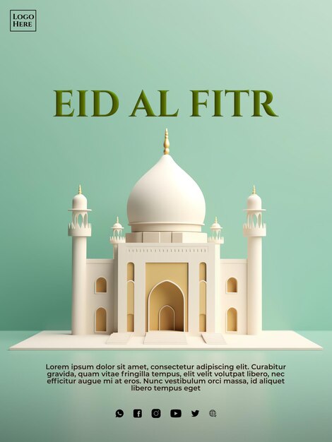 Banner islámico 3d eid fitr ramadhan redes sociales para evento ramdhan evento ied fitr evento islámico