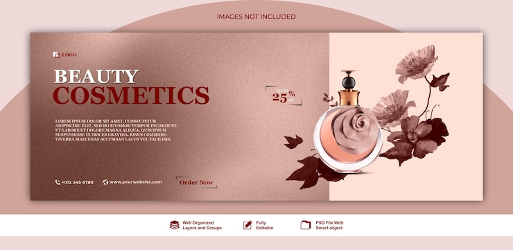 PSD banner maquillaje productos de belleza para venta de maquillaje publicación de banner para plantilla de redes sociales psd