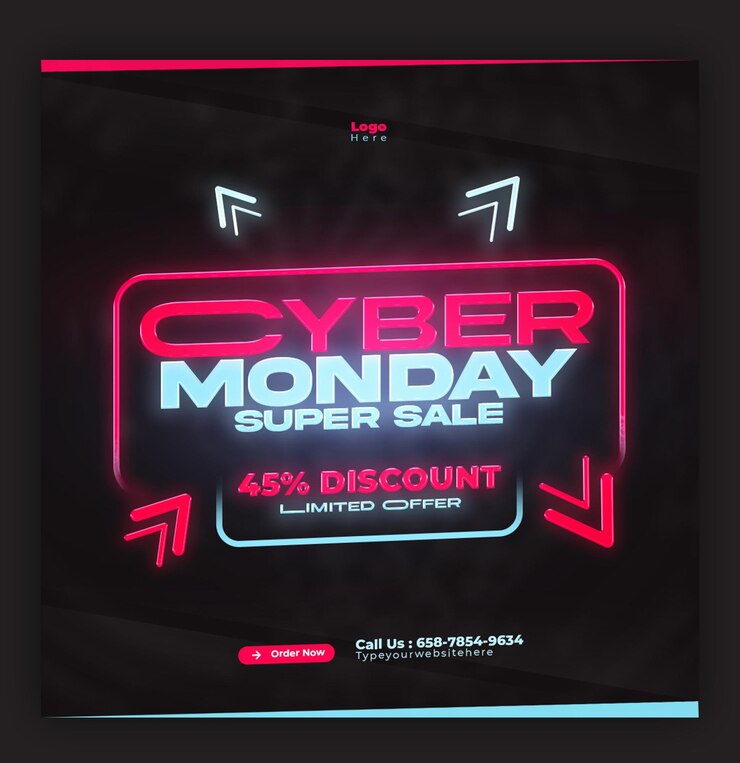 PSD banner media sosial atau templat postingan instagram super sale cyber monday
