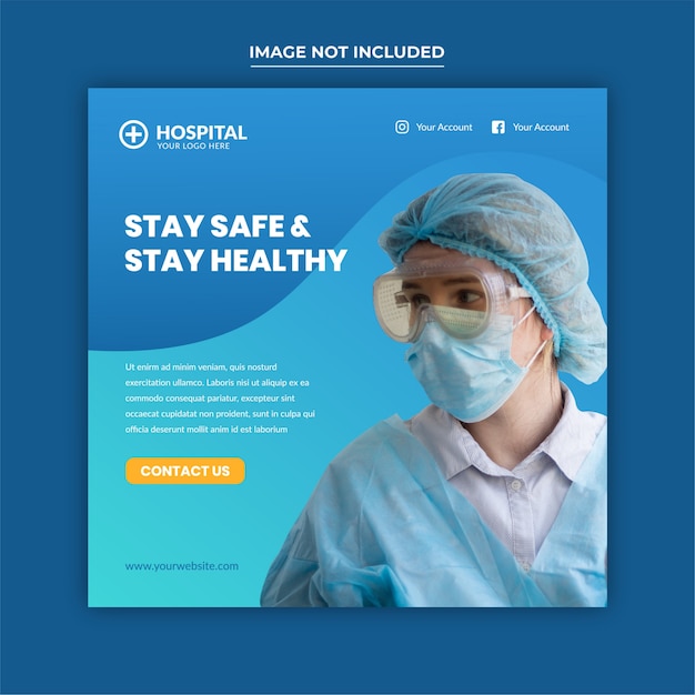 Banner médica ou folheto quadrado para mídias sociais postar modelo