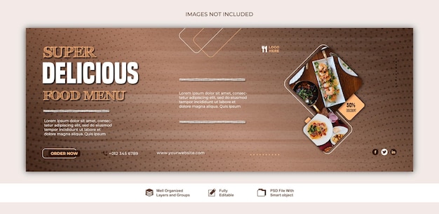 PSD banner menu de comida deliciosa e menu de venda de comida modelo de agência de comida de mídia social psd