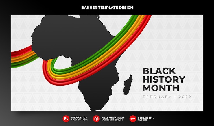 PSD banner mes de la historia negra 3d render 3d 3d