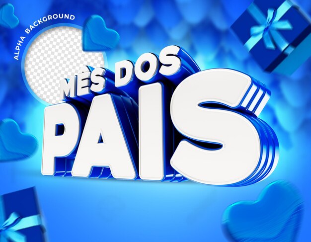 banner meses do pai no brasil 3d render para composição