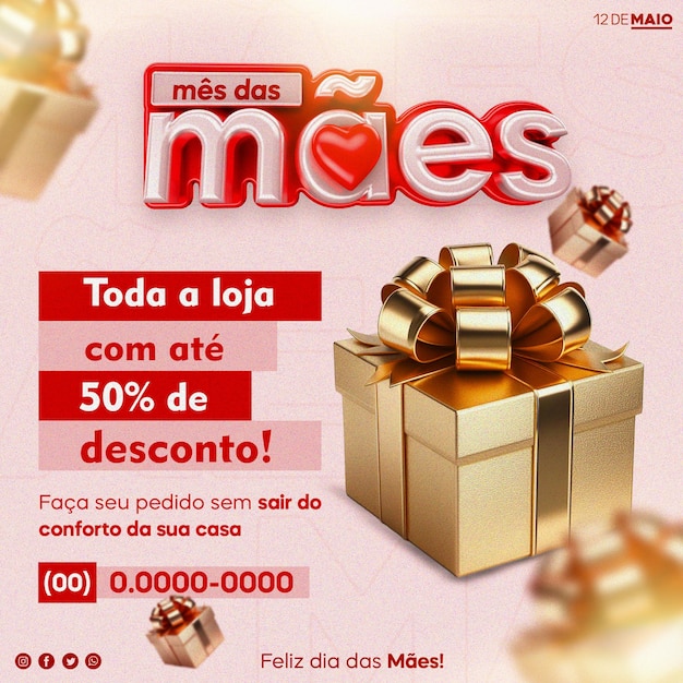 PSD banner mídia social feliz dia das mães dia das maes no brasil