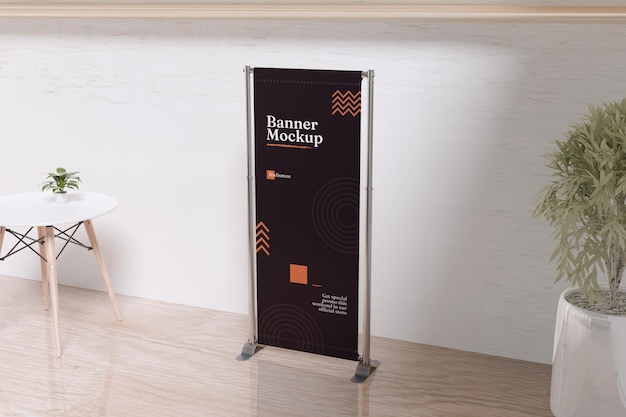 Banner mit Standstahl im Raum Mockup