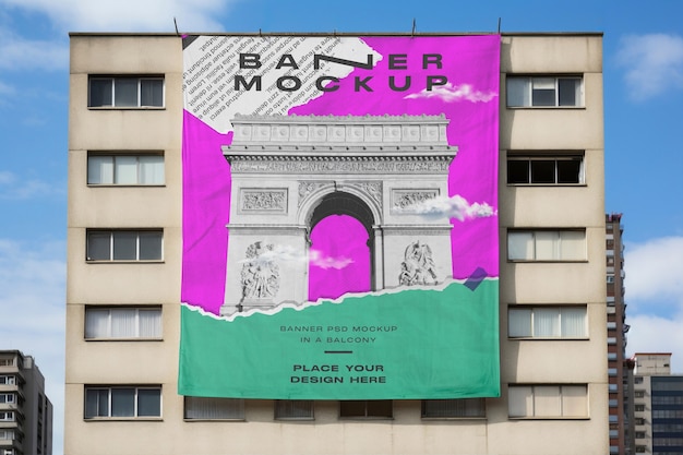 Banner-mockup auf dem balkon