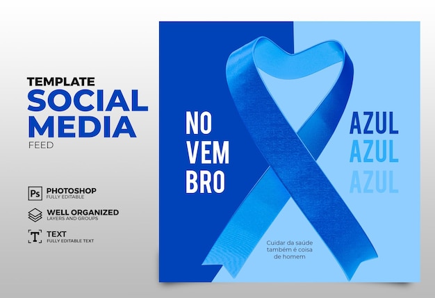 Banner modello social media PSD blu novembre