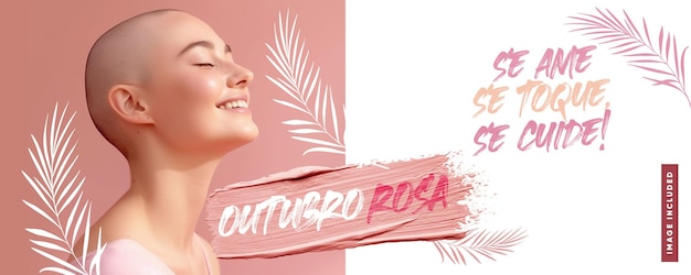 PSD banner nas redes sociais campanha outubro rosa ame-se