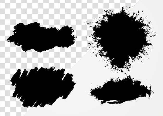 Banner noir à pinceau griffonné collection d'autocollants png