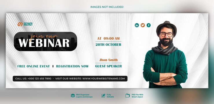 PSD banner novobanner webinar modelo de design sessão de treinamento on-line mídia social banner post modelo p