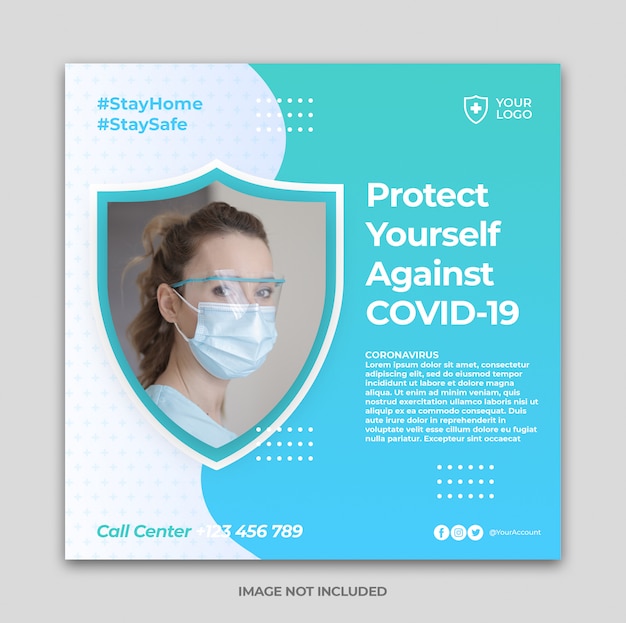 Banner o folleto de prevención de coronavirus para plantilla de publicación de instagram de redes sociales