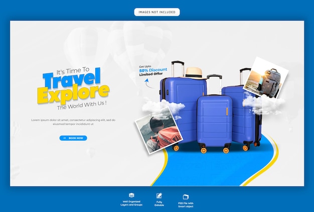 Banner o plantilla de fondo para la web de viajes y turismo