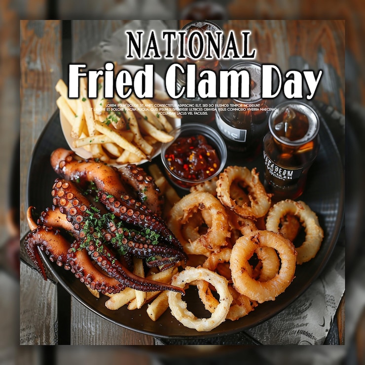 PSD banner o plantilla de post de instagram para el día nacional de las almejas fritas
