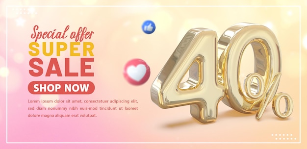 Banner oferta especial 40 por ciento de oro